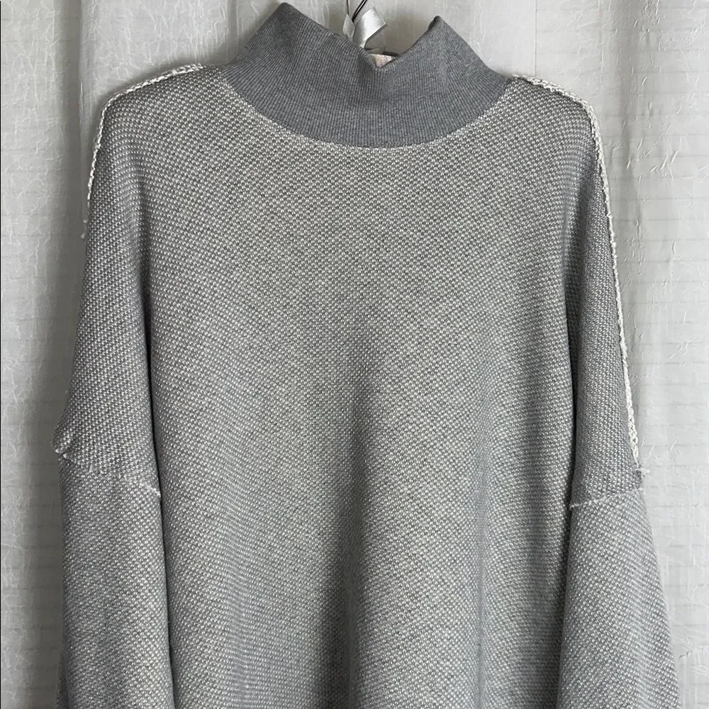 free people L Wonderful Oversized Cotton Sweater Pullover in Heather Gray